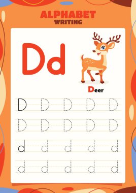 Hayvanlı Alfabe İzleme Çalışma Kalıbı Şablonu