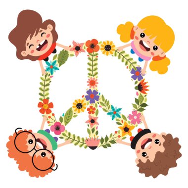 Barış İçin Pozisyon Veren Çizgi Film Çocukları