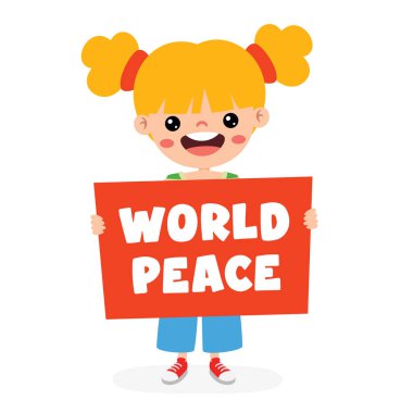Çizgi Çocuk Barış İçin Poz Verme İşareti