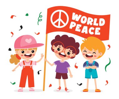 Barış İçin Pozisyon Veren Çizgi Film Çocukları