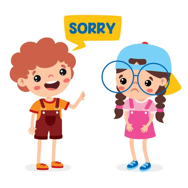 stock vector Cartoon Little Kid Saying Sorry