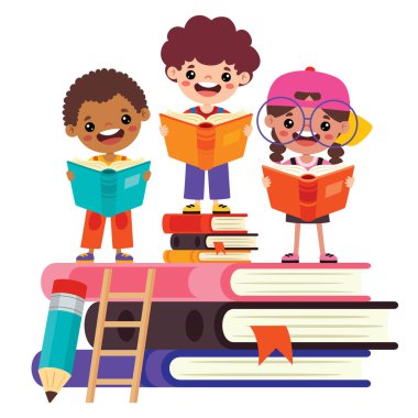 Kitap okuyan çocukların canlandırması
