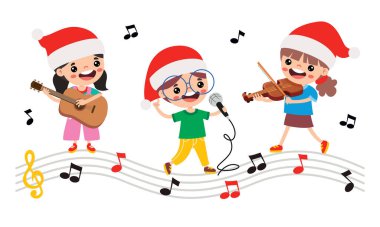 Çizgi filmdeki çocuklar Noel 'de şarkı söylüyor