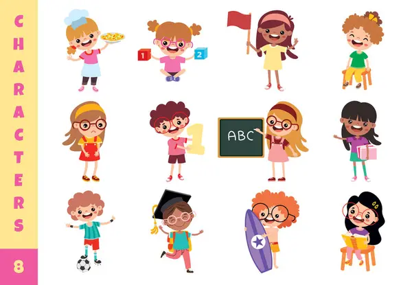 Desenhos Animados Crianças Fazendo Diferentes Atividades Ilustração De Bancos De Imagens