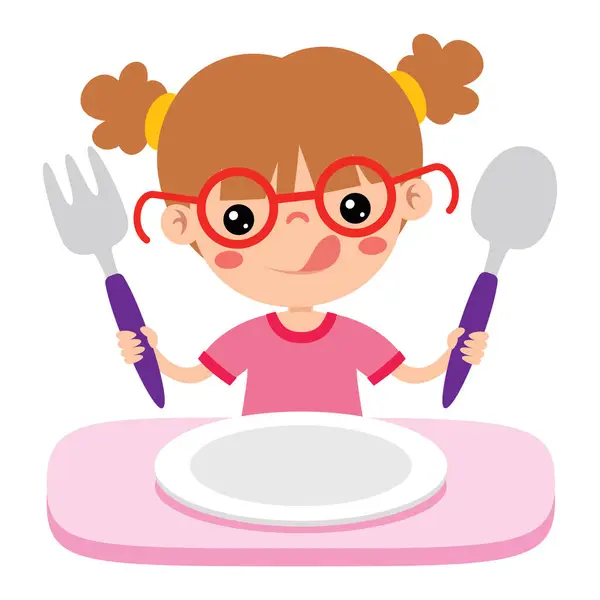与卡通小子的食物概念 — 图库矢量图片
