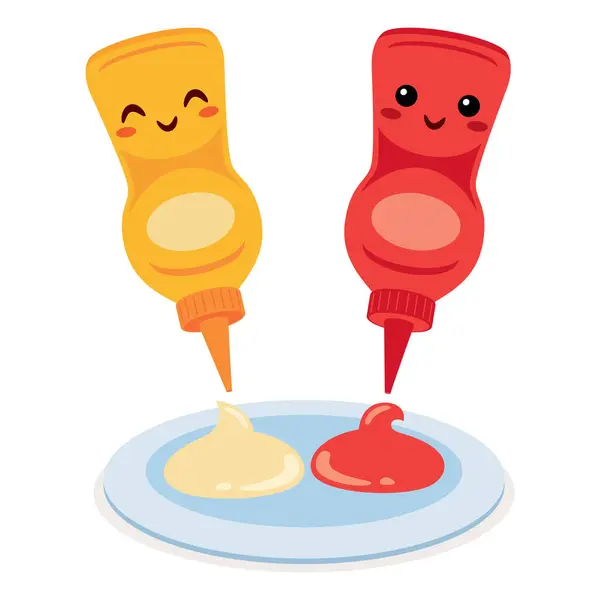 蛋黄酱和番茄酱的矢量绘图 — 图库矢量图片