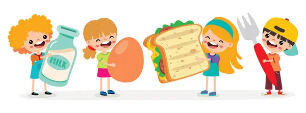 卡通儿童食品概念 — 图库矢量图片