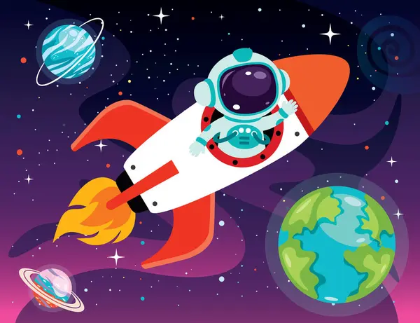 Concepto Espacial Con Astronauta — Vector de stock