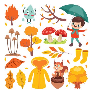 sonbahar tasarım öğeleri kümesi