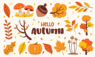 sonbahar tasarım öğeleri kümesi