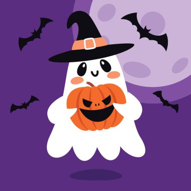 Çizgi film Hayalet Karakteriyle Cadılar Bayramı Çizimi