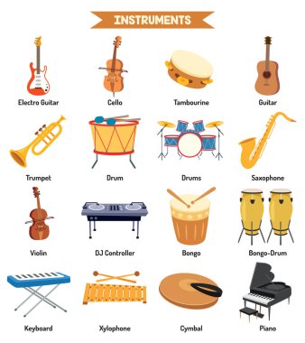 Çeşitli Müzik Aletleri Seti