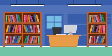 Çeşitli Kitaplarla Kütüphane Çizimi
