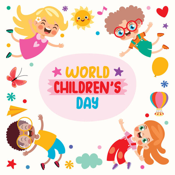 Group Of Happy Cartoon Kids