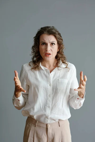 Angry Disappointed Mature Woman Looking Camera — Stock Photo, Image
