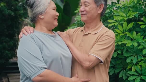 引退したカップルの笑顔とカメラを見ての肖像 — ストック動画