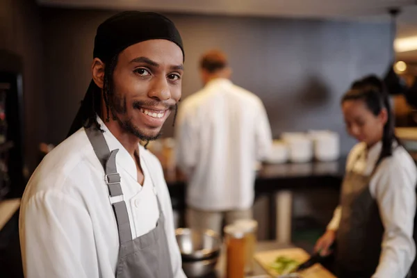 Retrato Sous Chef Sonriente Disfrutando Trabajando Cocina Hotel Popular — Foto de Stock