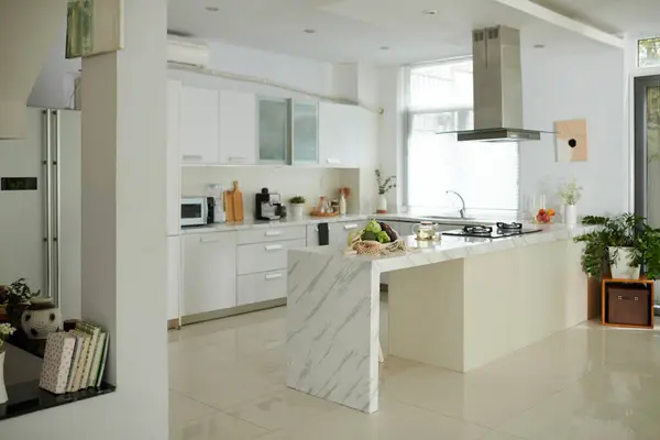 Interior design of spacious kitchen area in house