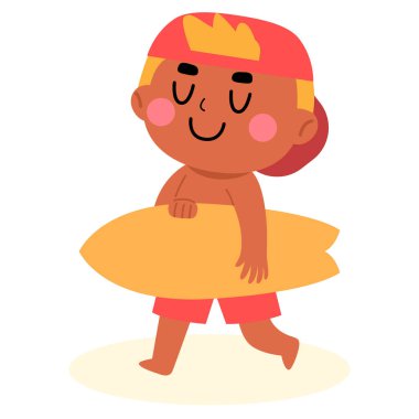 Sahildeki oyuncu çocuk, çizgi film karakteri çizimi