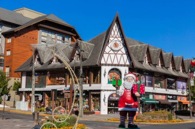Gramado Rio Grande do Sul Brazil, January 01. 2023: Avenida Borges de Medeiros decorated for Christmas, the main street in the tourist city of Gramado in the Serra Gaucha.