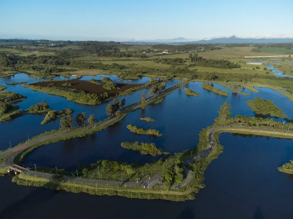 Widok Lotu Ptaka Park Wodny Obszar Metropolitalny Curitiba — Zdjęcie stockowe