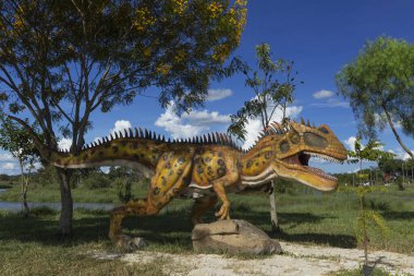 Pinhais Parana Brezilya, Mart 08. 2023: Curitiba 'nın Pinhais metropol bölgesindeki Aguas Parkında Jurassic Park.