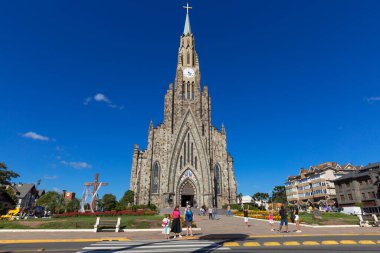 Canela Rio Grande do Sul Brazil, 31 Mart. 2023: Lourdes Katedrali Leydimiz - Taş Katedral.