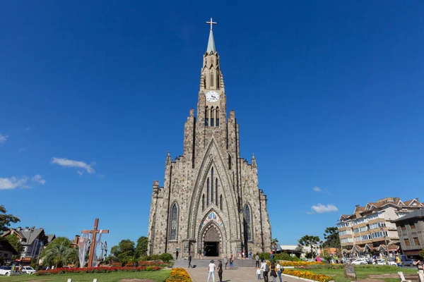 Canela Rio Grande do Sul Brazil, 31 Mart. 2023: Lourdes Katedrali Leydimiz - Taş Katedral.