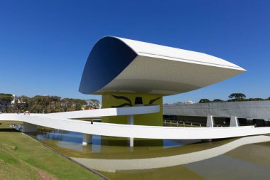 Curitiba Parana Brezilya, Ağustos 06. 2023: Oscar Niemeyer Müzesi.