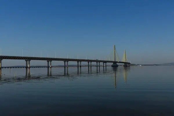 stock image Anita Garibaldi Bridge in Laguna Santa Catarina Brazil. Bridge over the Imarui lagoon, highway 101.