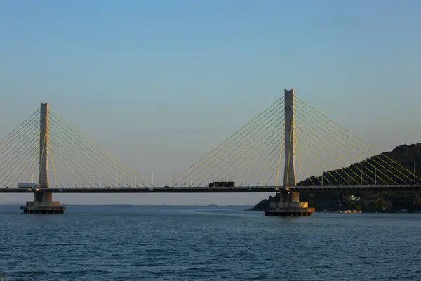 stock image Anita Garibaldi Bridge in Laguna Santa Catarina Brazil. Bridge over the Imarui lagoon, highway 101.