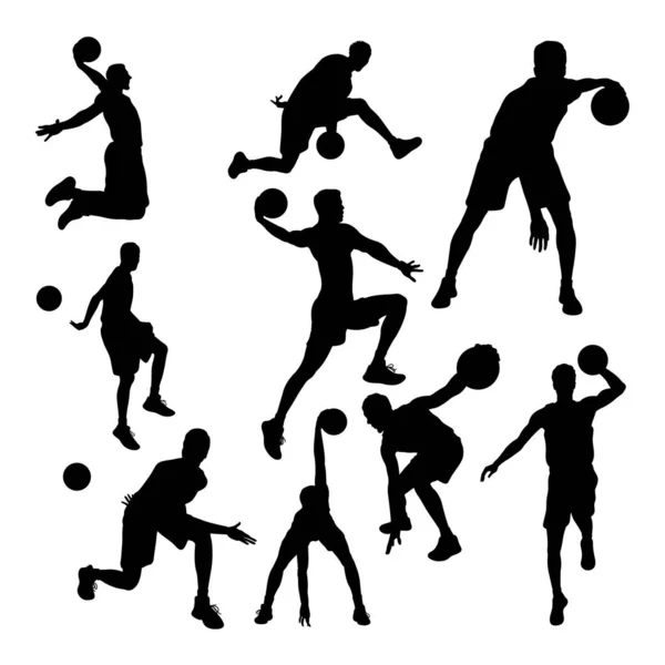 Basketbol Atleti Siluetleri Sembol Logo Simge Veya Istediğiniz Herhangi Bir — Stok Vektör