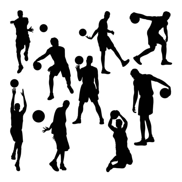 Silhouettes Entraînement Basketball Bon Usage Pour Symbole Logo Icône Tout — Image vectorielle