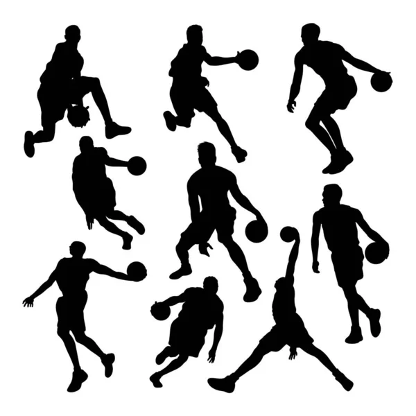 Siluetas Deportivas Baloncesto Buen Uso Para Símbolo Logotipo Icono Cualquier — Vector de stock