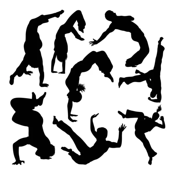 Sílhuetas Desportivas Capoeira Bom Uso Para Símbolo Logotipo Ícone Qualquer — Vetor de Stock