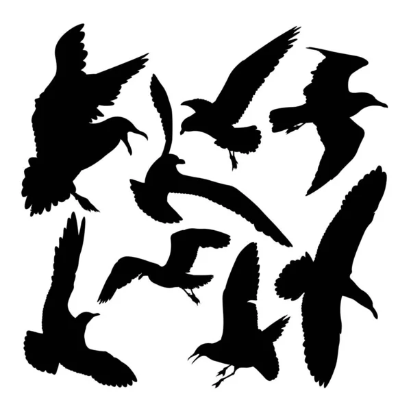 Летающие Силуэты Чайки Хорошее Использование Символа Логотипа Значка Любого Дизайна — стоковый вектор