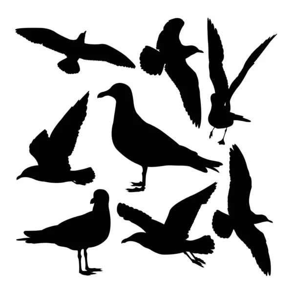 海鳥のシルエット シンボル アイコン または必要なデザインに適しています — ストックベクタ