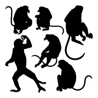 Hortumlu maymun siluetleri. Sembol, logo, simge, işaret ya da istediğiniz herhangi bir tasarım için kullanılabilir