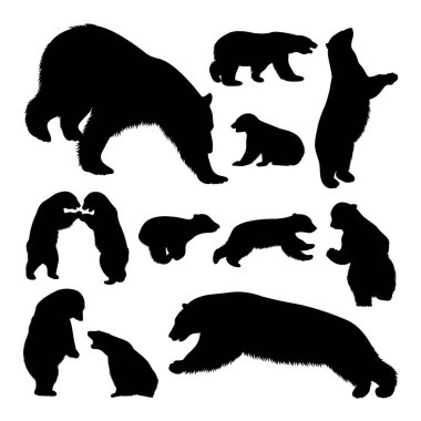 Polar bear animal silhouettes. Good use for symbol, logo, icon, or any design you want.