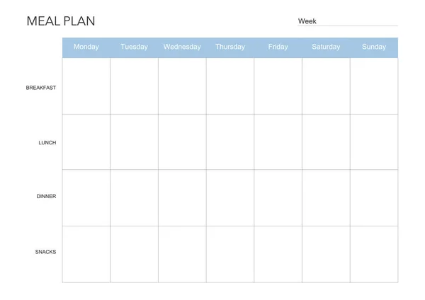 Plan Comidas Planificador Comidas Semanal Minimalista Plantilla Imprimible Lista Planificación Gráficos Vectoriales