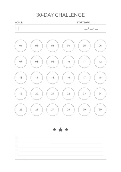 Challenge Plan Minimalistic Daily Weekly Planner Printable Template Habit Workout Stock Illustration