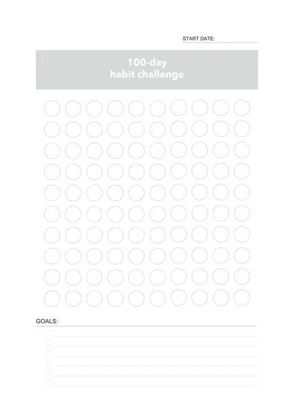 Kihívás Terv Minimalista Napi Heti Tervező Nyomtatható Sablon Szokás Edzés Stock Illusztrációk