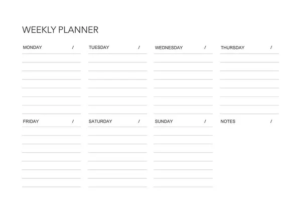 Weekly Challenge Plan Minimalistic Daily Weekly Planner Printable Template Habit Vector Graphics