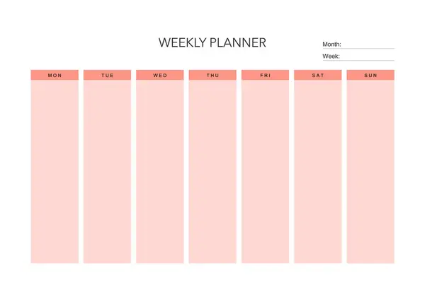 Haftalık Meydan Okuma Planı Günlük Minimal Planlama Haftalık Yazdırılabilir Şablon Telifsiz Stok Illüstrasyonlar