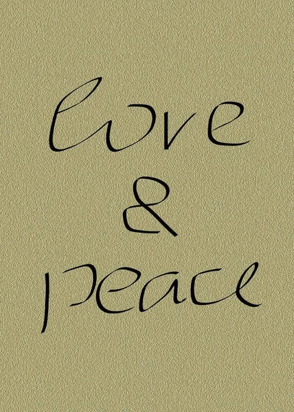 Liebe Und Frieden Zitat Auf Leinwand Handgeschrieben — Stockfoto
