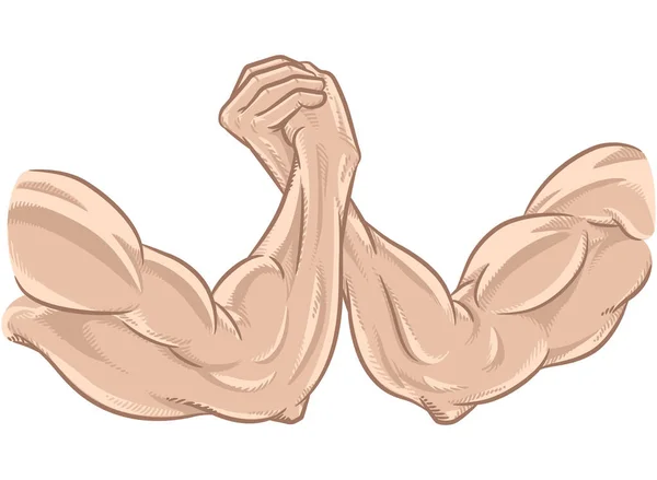 Armdrücken Und Muskelspielen Kampf Gegen Den Wettbewerb — Stockvektor