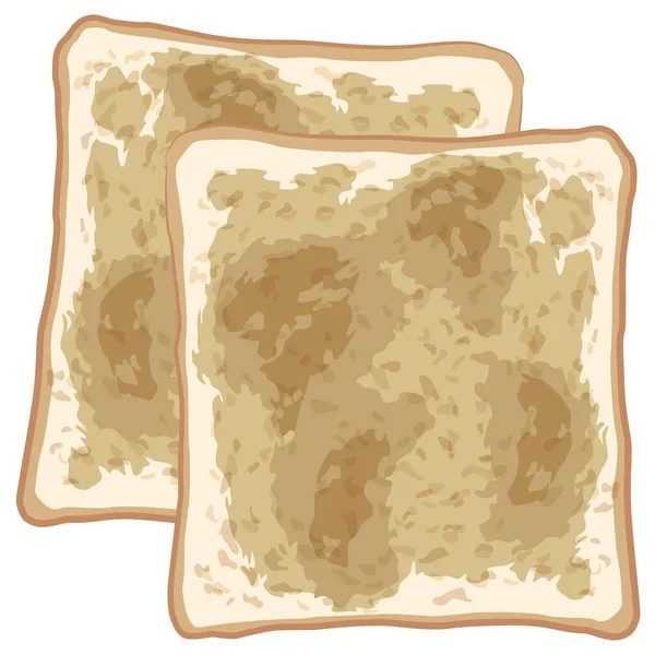 Bread Toast Slices Bakery Breakfast Top View - Stok Vektor