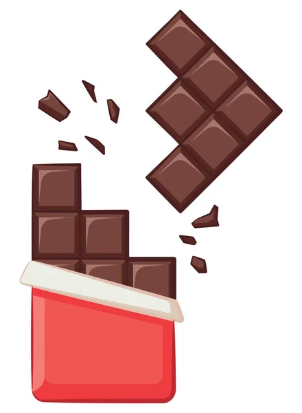 Темний Шоколадний Батончик Зламані Шматочки Цукерки — стоковий вектор