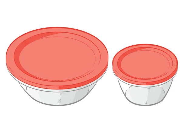 Lebensmittelverpackungen Schüssel Kunststoff Behälter — Stockvektor