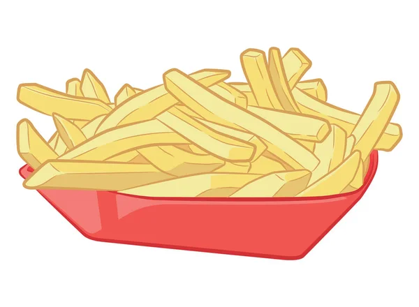 French Fries Junk Food Paper Tray — Stock Vector